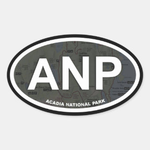 Acadia kaart sticker (witte tekst)