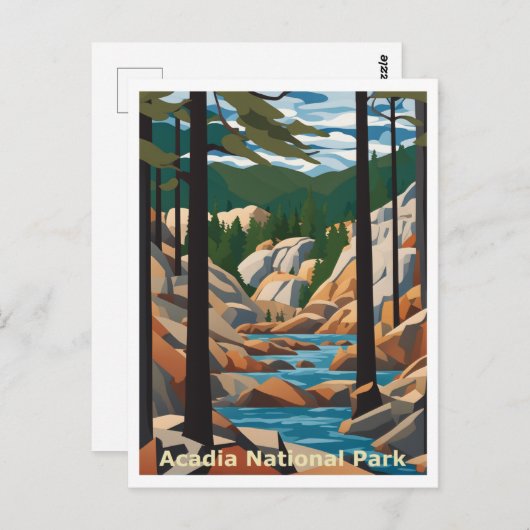 Acadia Maine Abstract grafisch ontwerp Briefkaart (Voorkant / Achterkant)