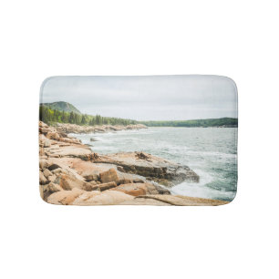 Acadia Maine Rocky Coastline Ocean Waves Badmat