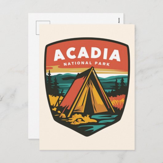Acadia Nationaal Park Camping Embleem Feestdagenkaart (Voorkant / Achterkant)
