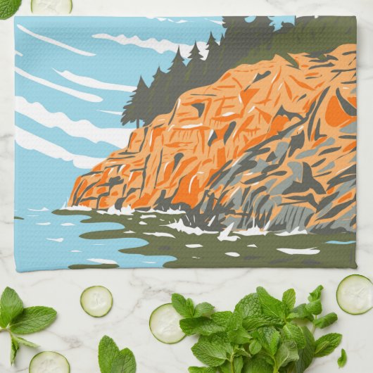 Acadia National Park Bar Harbor Lighthouse Theedoek (Gevouwen)