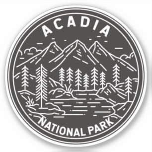 Acadia National Park Bar Harbor Monoline Sticker
