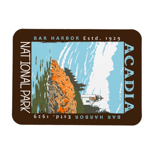 Acadia National Park Bar Harbour Lighthouse  Magneet (Horizontaal)