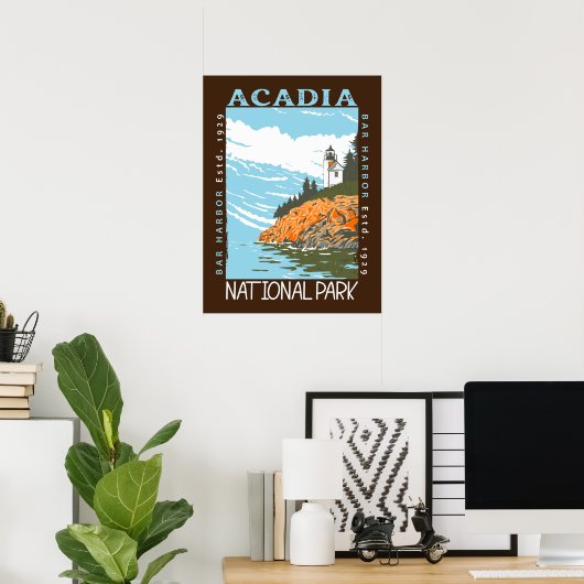Acadia National Park Bar Harbour Lighthouse  Poster (Thuiskantoor)