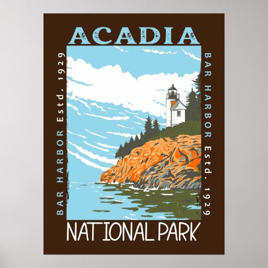 Acadia National Park Bar Harbour Lighthouse  Poster (Voorkant)