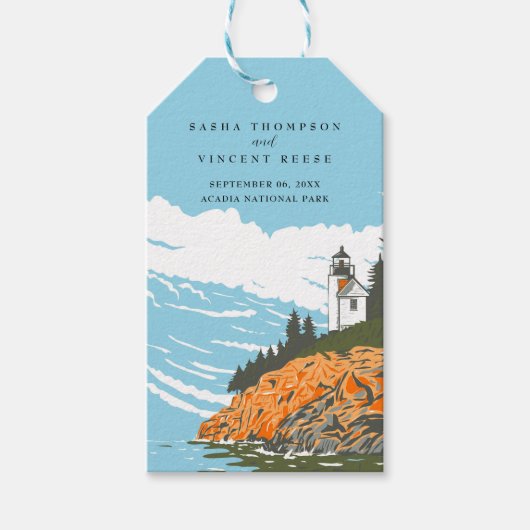 Acadia National Park Bruiloft Retro Cadeaulabel (Voorkant)