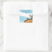 Acadia National Park Bruiloft Retro Vierkante Sticker (Tas)