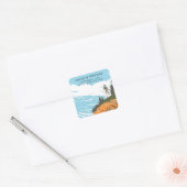 Acadia National Park Bruiloft Retro Vierkante Sticker (Envelop)
