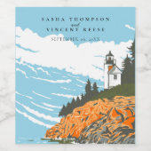 Acadia National Park Bruiloft Retro Wijn Etiket (Enkel label)