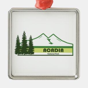 Acadia National Park Green Stripes Metalen Ornament