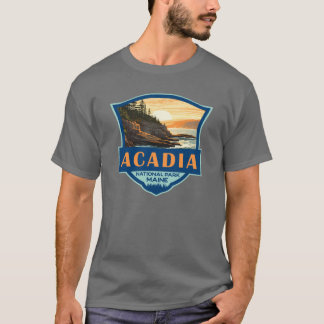 Acadia National Park Illustratie Reizen Retro Bad T-shirt