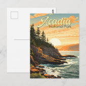 Acadia National Park Illustratie Retro Briefkaart (Voorkant / Achterkant)