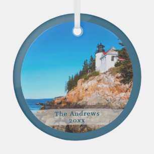 Acadia National Park Lighthouse Glas Ornament