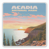 Acadia National Park, Maine Coast Retro Sticker (Voorkant)