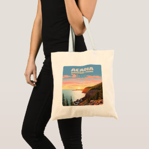 Acadia National Park, Maine Coast Retro Tote Bag