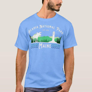 Acadia National Park Maine Lighthouse Moose Souven T-shirt