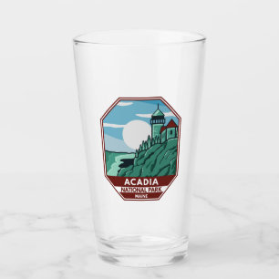 Acadia National Park Maine Lighthouse Retro Emblem Glas