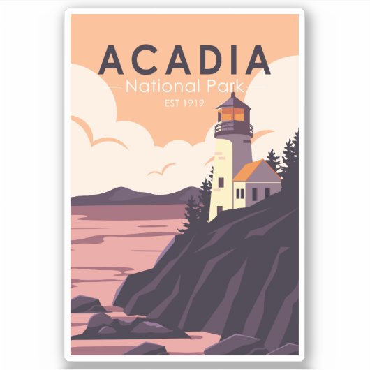 Acadia National Park Maine Lighthouse  Sticker (Voorkant)