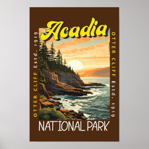 Acadia National Park Otter Cliff in distressed sti Poster