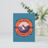 Acadia National Park Puffin Retro Compass Embleem Briefkaart (Staand voorkant)