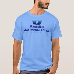 Acadia National Park Retro Badge Arrowhead Blauw T-shirt