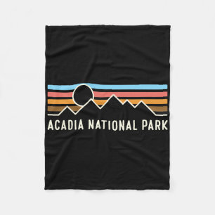 Acadia National Park Retro Berglijnen Camping  Fleece Deken