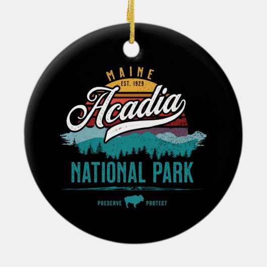 ACADIA NATIONAL PARK RETRO SUN HOLIDAY ORNAMENT (Achterkant)