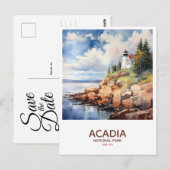 Acadia National Park Save the Date Briefkaart (Voorkant / Achterkant)