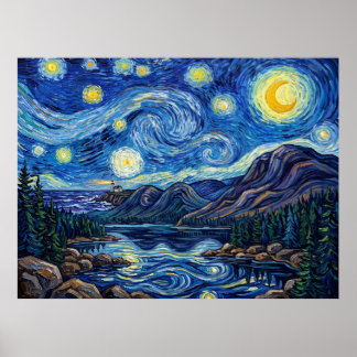 Acadia National Park Sterrennacht Vuurtoren Poster