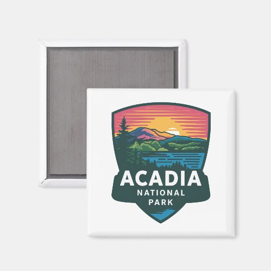 Acadia National Park Sunset Badge Magneet (Voorkant / Achterkant)