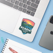 Acadia National Park Sunset Badge Sticker (Laptop met iPhone)