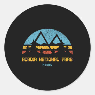 Acadia National Park T-shirt Maine Retro Vintage W Ronde Sticker