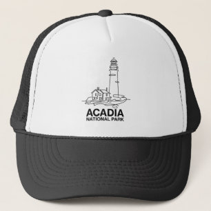 Acadia National Park Vuurtoren Lijn Kunst Trucker Pet
