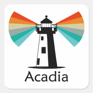 Acadia National Park Vuurtoren Regenboog Vierkante Sticker