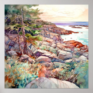 Acadia National Park Waterverf Schilderij Poster