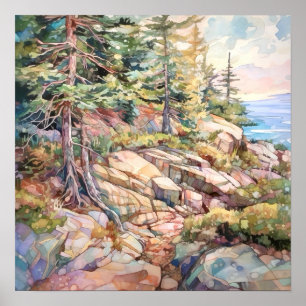Acadia National Park Waterverf Schilderij Poster
