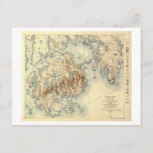 Acadia National ParkTopographic Panoramic Map Briefkaart
