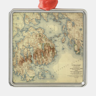 Acadia National ParkTopographic Panoramic Map Metalen Ornament