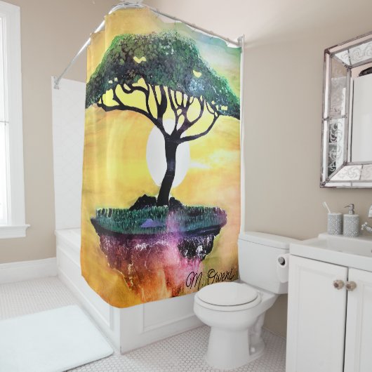 Acadia Tree on Floating Rock Douchegordijn (In situ)