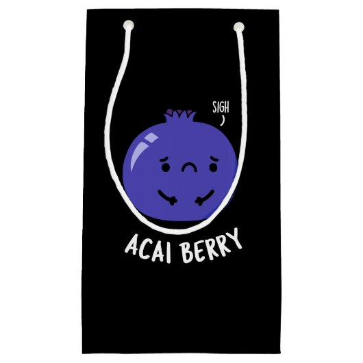 Acai Berry Funny Fruit Pun Dark BG Klein Cadeauzakje (Voorkant)