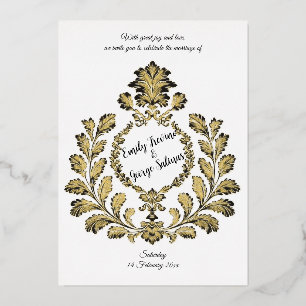 Acanthus & Antiquity, Goud en Zwart, Folie Uitnodiging