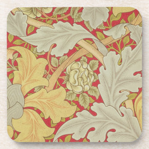 Acanthus bladeren en wild roos op een schijfje drankjes onderzetter
