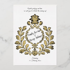 Acanthus & Oudheid, Goud en Zwart, Folie Uitnodiging