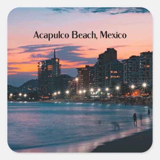 Acapulco Beach, Mexico Vierkante Sticker (Voorkant)