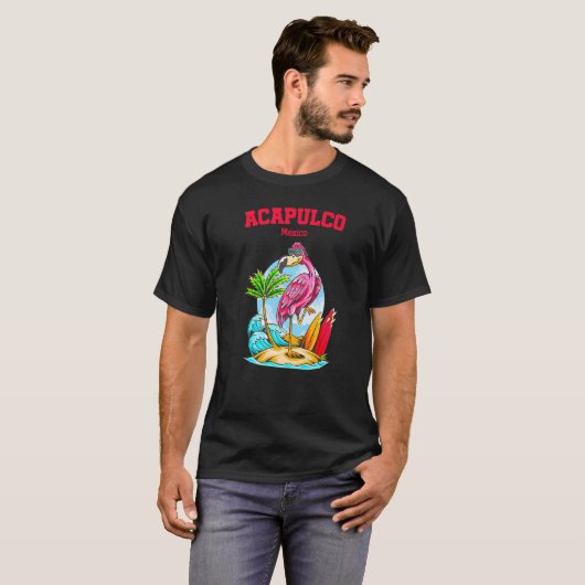 Acapulco Flamingo Beach Ocean Wave Surf T-shirt (Voorkant volledig)