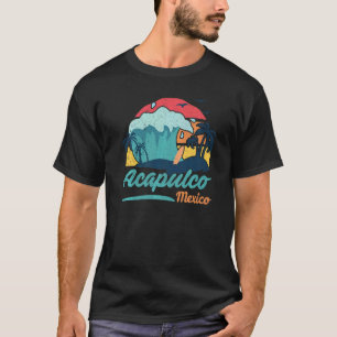 Acapulco Mexico Beach Summer Surfing Sun set Palm T-shirt