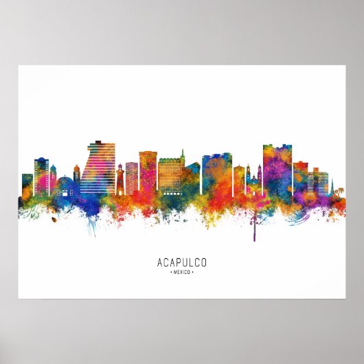 Acapulco Mexico Skyline Poster (Voorkant)