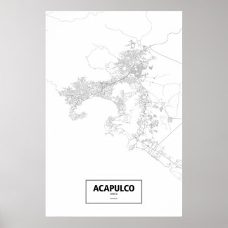 Acapulco, Mexico (zwart op wit) Poster