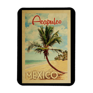 Acapulco Palm Tree Vintage Travel Magneet