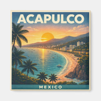 Acapulco Vintage Reisposter Magneet